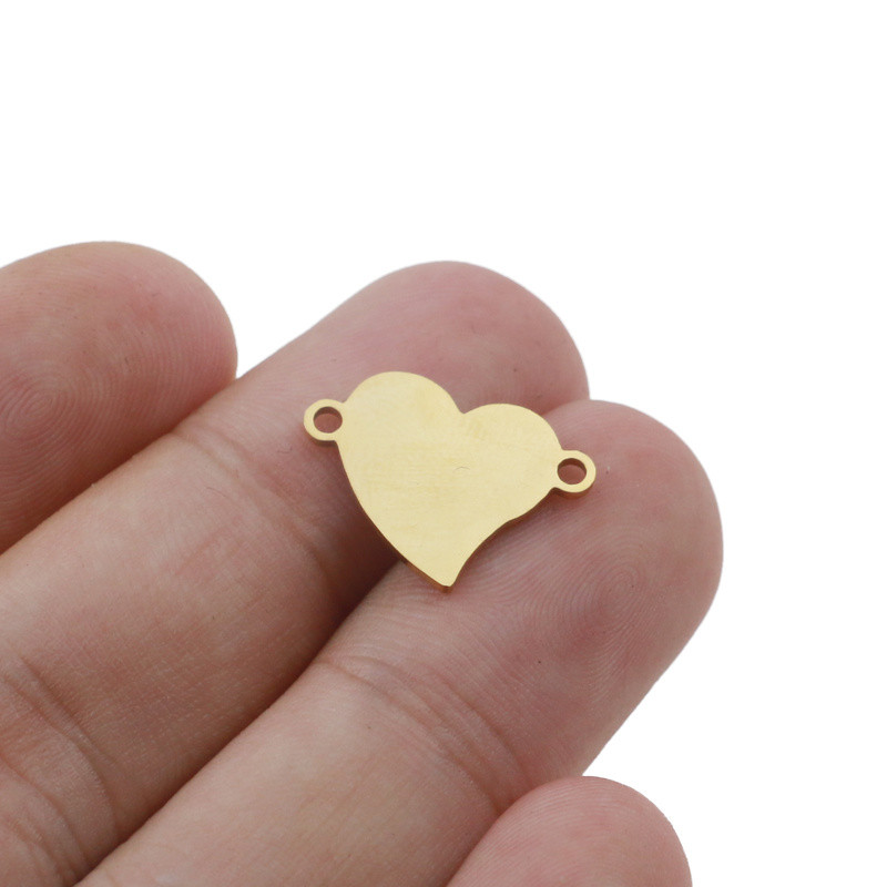 Aiovlo 5pcs/lot 15*18mm od nehrđajućeg čelika zlato distorzirano srce šarm konektor za narukvicu ogrlicu privjeske diy izrada nakita