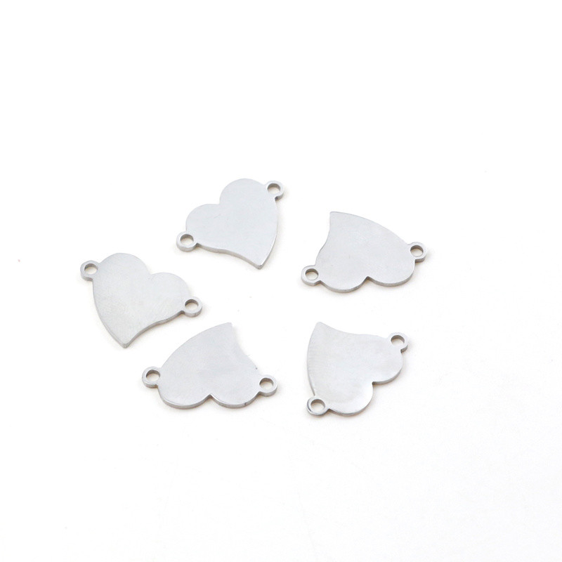 Aiovlo 5pcs/lot 15*18mm od nehrđajućeg čelika zlato distorzirano srce šarm konektor za narukvicu ogrlicu privjeske diy izrada nakita