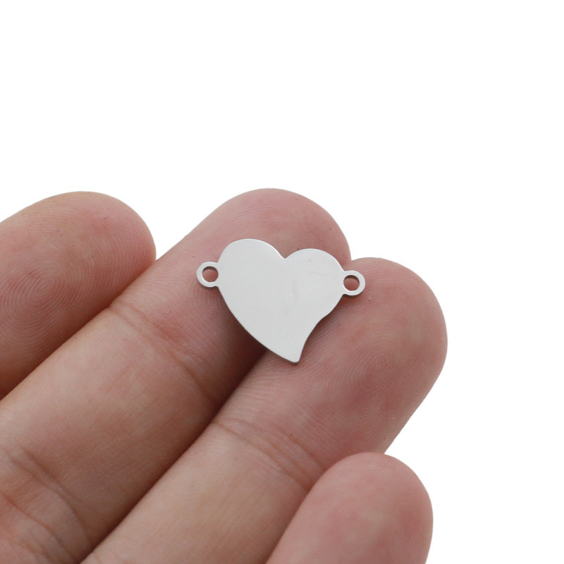 Aiovlo 5pcs/lot 15*18mm od nehrđajućeg čelika zlato distorzirano srce šarm konektor za narukvicu ogrlicu privjeske diy izrada nakita