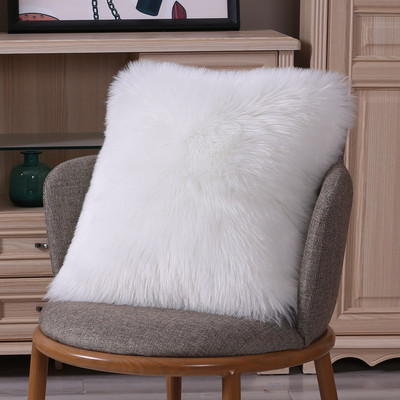 45/50 cm-es párnahuzat Modern egyszerű, puha bolyhos tiszta fehér plüss párna otthoni párna mesterséges imitáció gyapjú párnahuzat