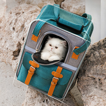 Чанта за носене на котка Външна чанта за домашни любимци Двойна чанта за рамо Дишаща коте Раница за носене на котки Куче Преносима транспортна чанта за домашни любимци