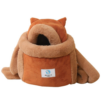 Τσάντα πλάτης Sling Dog Τσάντα ταξιδιού Pet Winter Outside Λούτρινη τσάντα πουγκί κουνελιού με θερμαντήρα χεριών