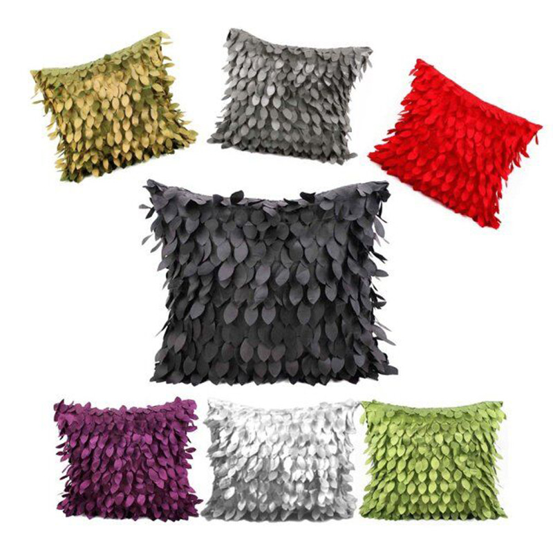 42x42CM 3D Levelek Kanapé párnahuzatok 3D Leaf Decor Pure Color Párnahuzat Esküvői Party Otthoni Kanapé Dekoratív díszpárnahuzat