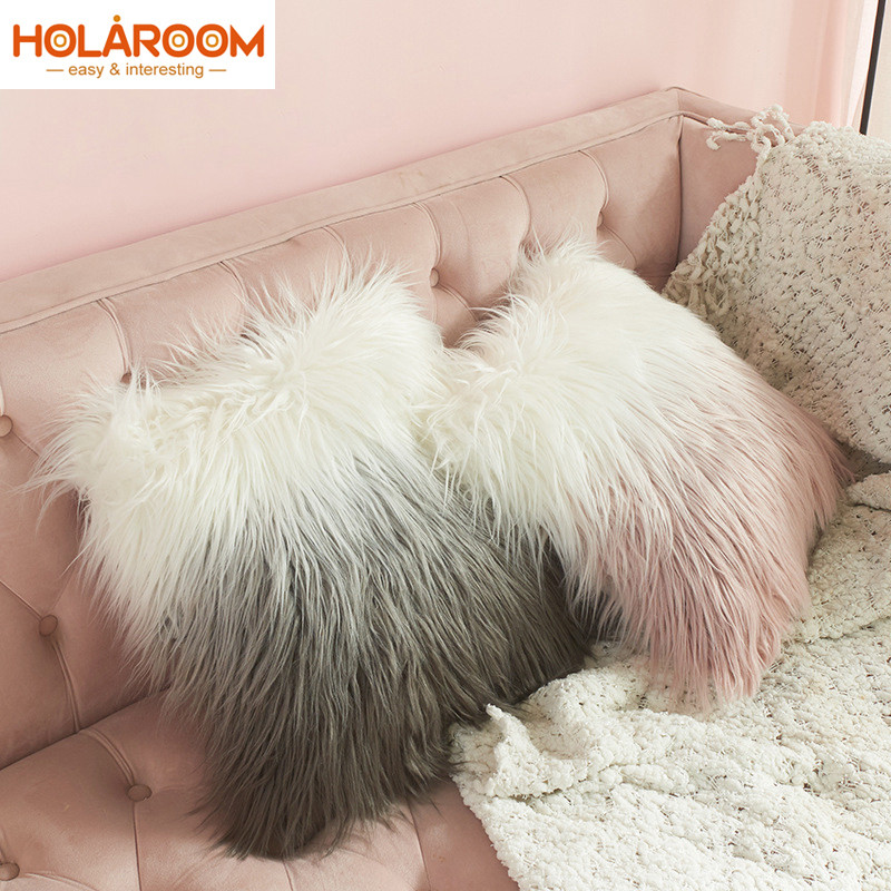 Holaroom Gradient Jastučnica od umjetnog krzna Plišana jastučnica Četvrtasta obojena jastučna navlaka za kauč Auto stolac Kućni hotelski dekor