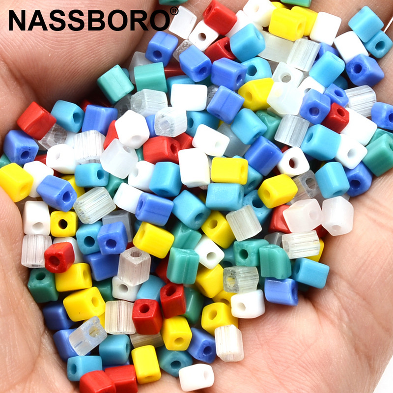 Otprilike 4 mm porculanske kockaste perle u boji Privjesci Češke staklene perle Četvrtaste perle za izradu nakita Diy Ogrlica Narukvica Pribor