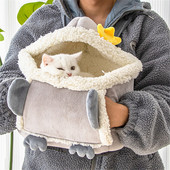 Hanpanda zimska topla torba za kućne ljubimce u obliku pingvina, 360° otporna na vjetar, plišani prijenosni ruksak za pse i mačke s džepom za grijanje ruku