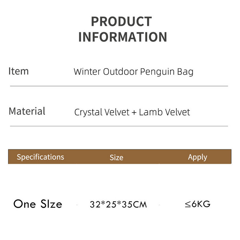 Hanpanda zimska topla torba za kućne ljubimce u obliku pingvina, 360° otporna na vjetar, plišani prijenosni ruksak za pse i mačke s džepom za grijanje ruku