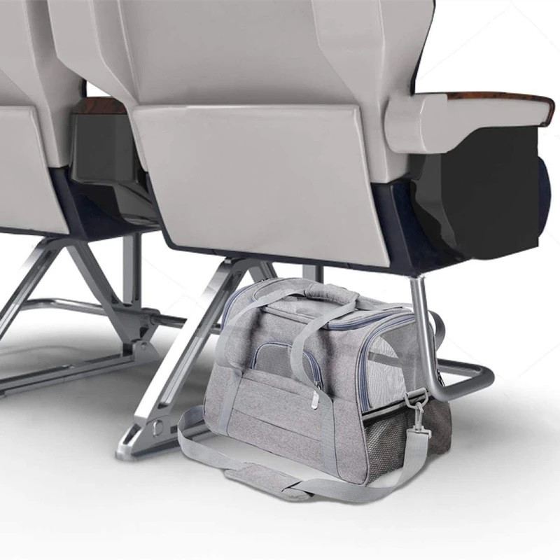 Geantă portabilă, respirabilă, moale pentru animale de companie, geantă pliabilă pentru transport pentru câini, cu fermoare de siguranță de blocare, geantă de călătorie pentru animale de companie.