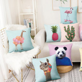 Afiș publicitar creativ Pernă cu imprimeu animal proaspăt Pernă decorativă Decorat pentru canapea Pernă 45*45cm Almofadas 45*45