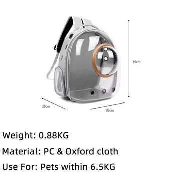 Τσάντα μεταφοράς γάτας Εξωτερική αναπνεύσιμη τσάντα πλάτης για γάτες Φορητό ταξιδιωτικό διαφανές διάστημα Κάψουλες μεταφοράς τσάντες για μικρά σκυλιά Στοιχείο κατοικίδιων ζώων