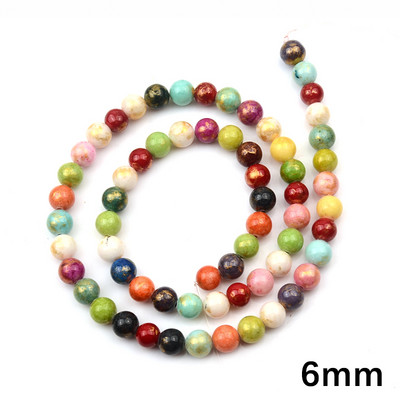 Színes olaj hozzáadása Természetes kő kerek gyöngyök ékszerkészítéshez barkácsolás karkötő nyaklánc kiegészítők 4mm/6mm/8mm/10mm/12mm
