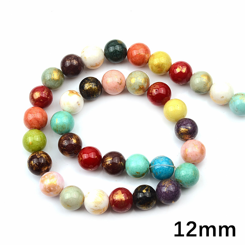Színes olaj hozzáadása Természetes kő kerek gyöngyök ékszerkészítéshez barkácsolás karkötő nyaklánc kiegészítők 4mm/6mm/8mm/10mm/12mm
