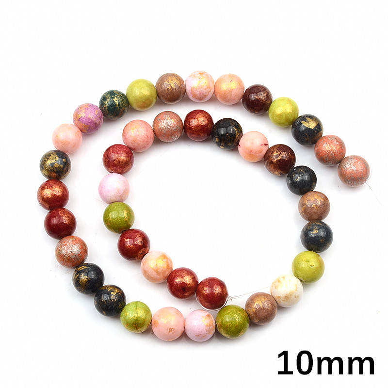 Színes olaj hozzáadása Természetes kő kerek gyöngyök ékszerkészítéshez barkácsolás karkötő nyaklánc kiegészítők 4mm/6mm/8mm/10mm/12mm
