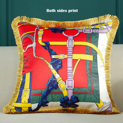 Husă de perne cu ciucuri de aur de lux Cărucior de cai Curea de tigri Husă de perne decorative cu imprimeu pe 2 laturi Canapea extensibilă Perne de canapea