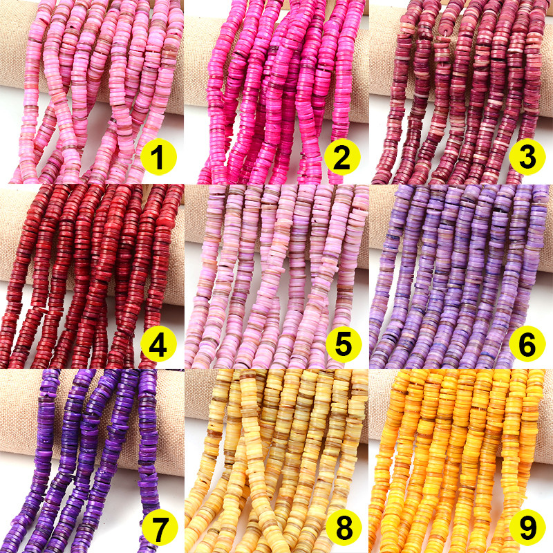 Mărgele distanțiere cu mărgele Heishi din coajă naturală de 7-8 mm Mărgele din coajă naturală de culoare vopsită pentru realizarea de bijuterii, brățări sau colier