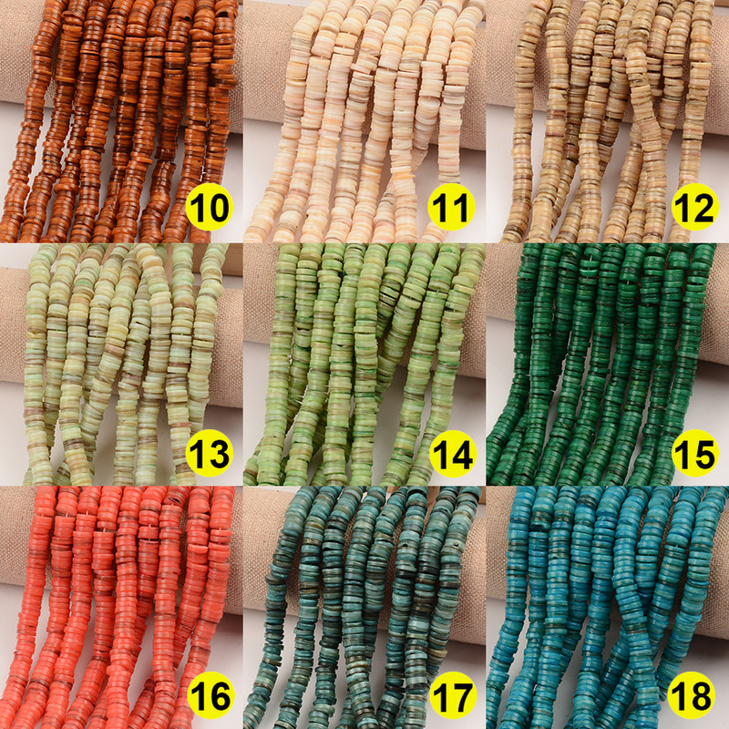 Mărgele distanțiere cu mărgele Heishi din coajă naturală de 7-8 mm Mărgele din coajă naturală de culoare vopsită pentru realizarea de bijuterii, brățări sau colier