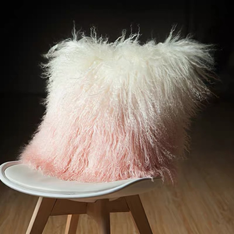 CX-D-04 Super mekana plišana navlaka za jastuk za sjedalo od pravog mongolskog janjećeg krzna slatka navlaka za jastuk za stolicu