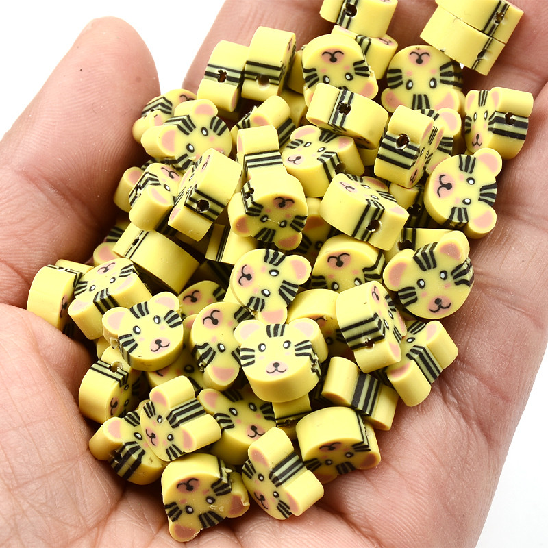 30 kom/Part slatke žute tigraste perle od polimerske gline labave perle za odstojnike za izradu nakita, narukvice, DIY dodaci, perle, veleprodaja