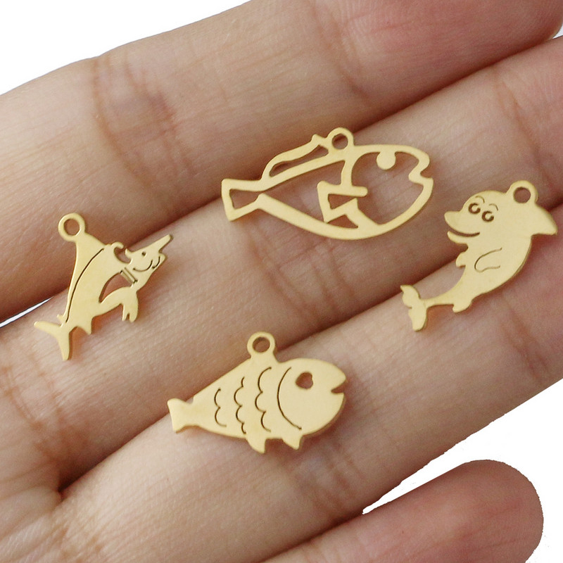 5 kom/lot Morske školjke od nehrđajućeg čelika Privjesci Ocean Privjesci Morska zvijezda Anklet Narukvica Ogrlica DIY Ručno izrađeni dodaci Obrt