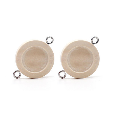 Aiovlo 20db/tétel Fit 12mm-es fából készült kétlyukú akasztós rozsdamentes acél Sheep Eye Cabochon alapbeállítás barkács ékszerkészítéshez