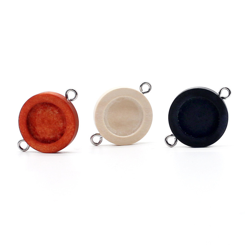 Aiovlo 20db/tétel Fit 12mm-es fából készült kétlyukú akasztós rozsdamentes acél Sheep Eye Cabochon alapbeállítás barkács ékszerkészítéshez