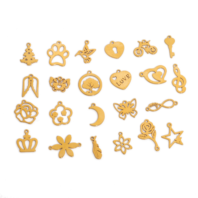 20 komada kruna od nehrđajućeg čelika, leptir od perja, više stilova, privjesak s malim listovima, DIY ogrlica, narukvica za izradu nakita