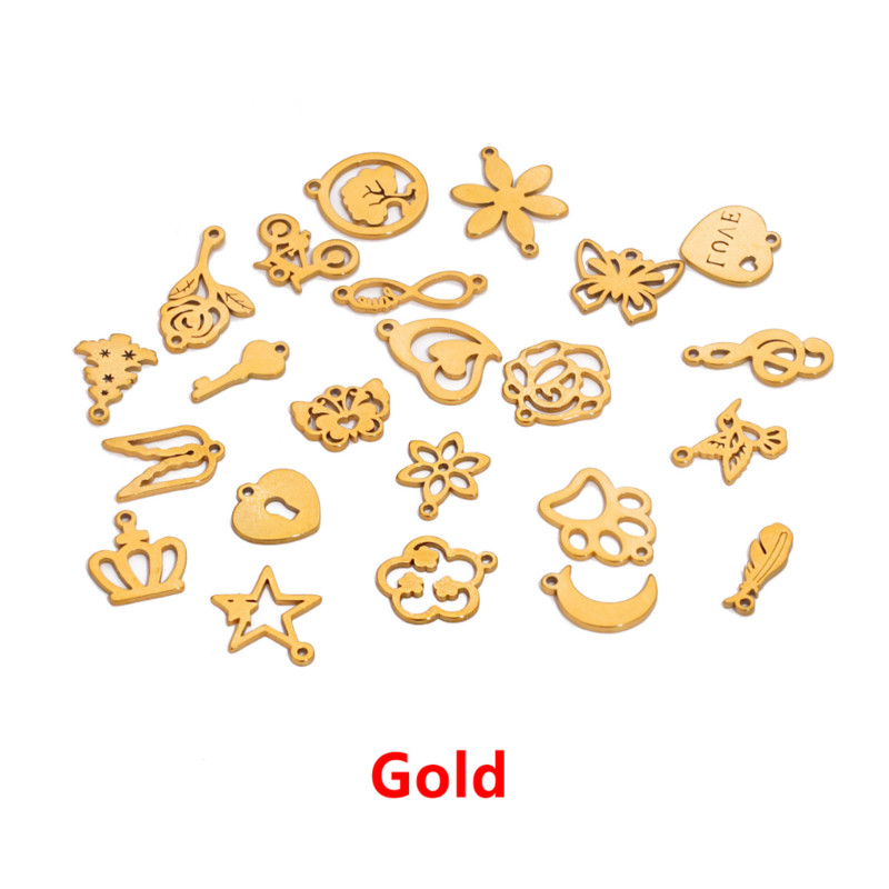 20 komada kruna od nehrđajućeg čelika, leptir od perja, više stilova, privjesak s malim listovima, DIY ogrlica, narukvica za izradu nakita