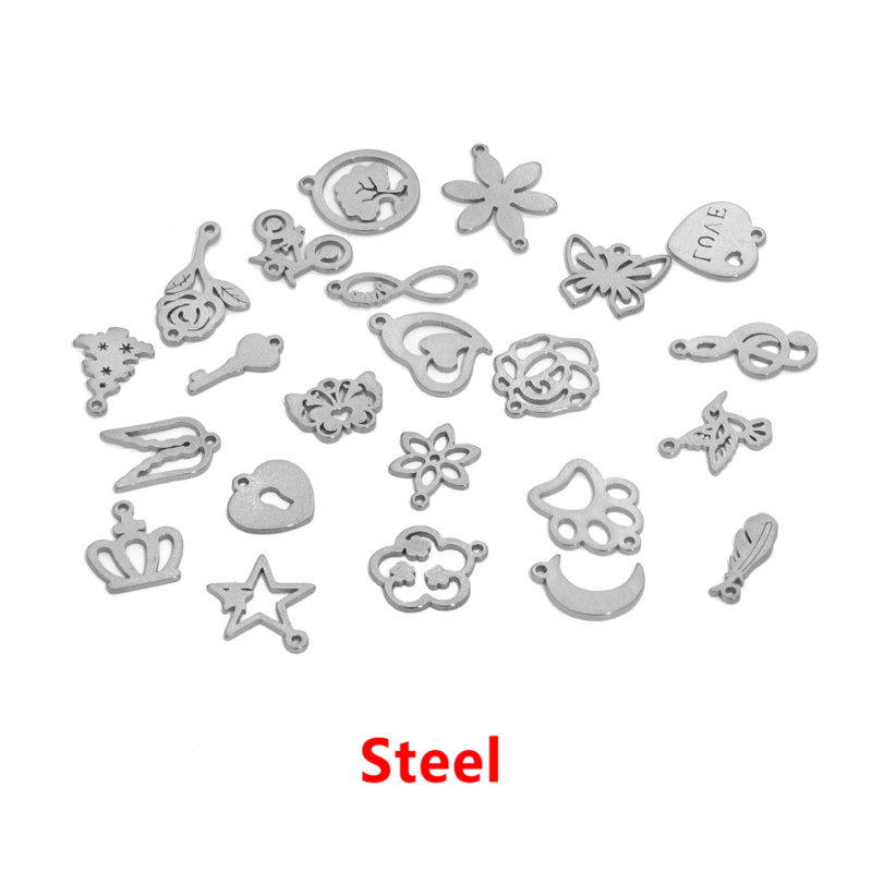 20 komada kruna od nehrđajućeg čelika, leptir od perja, više stilova, privjesak s malim listovima, DIY ogrlica, narukvica za izradu nakita