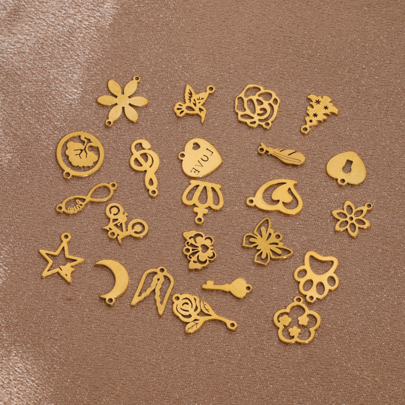 20 komada kruna od nehrđajućeg čelika, leptir od perja, više stilova, privjesak s malim listovima, DIY ogrlica, narukvica za izradu nakita