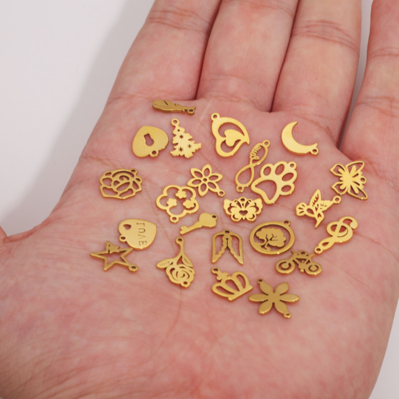 20 komada kruna od nehrđajućeg čelika, leptir od perja, više stilova, privjesak s malim listovima, DIY ogrlica, narukvica za izradu nakita