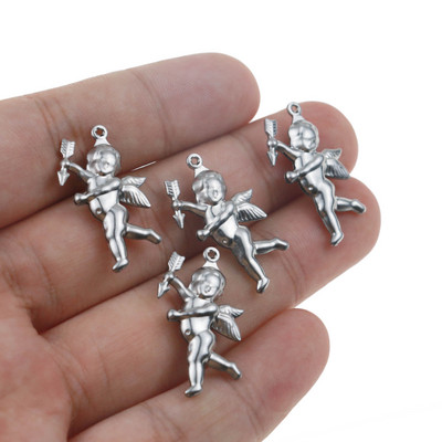 Aiovlo 10 kom/lot privjesaka Heart Lover Angel Cupid Privjesci od nehrđajućeg čelika Izrada DIY ručno izrađenog tibetanskog srebra Nakit