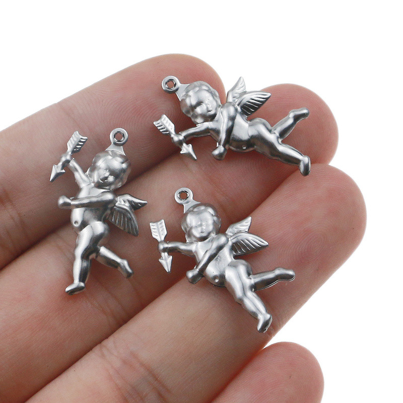 Aiovlo 10 kom/lot privjesaka Heart Lover Angel Cupid Privjesci od nehrđajućeg čelika Izrada DIY ručno izrađenog tibetanskog srebra Nakit
