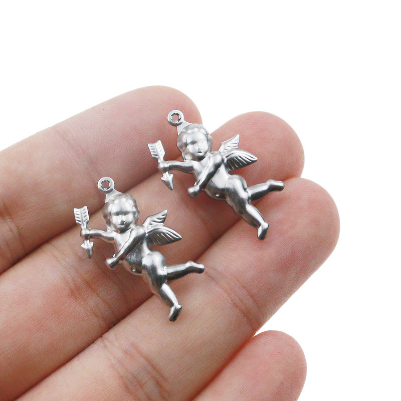 Aiovlo 10 kom/lot privjesaka Heart Lover Angel Cupid Privjesci od nehrđajućeg čelika Izrada DIY ručno izrađenog tibetanskog srebra Nakit