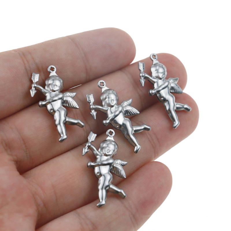 Aiovlo 10 kom/lot privjesaka Heart Lover Angel Cupid Privjesci od nehrđajućeg čelika Izrada DIY ručno izrađenog tibetanskog srebra Nakit