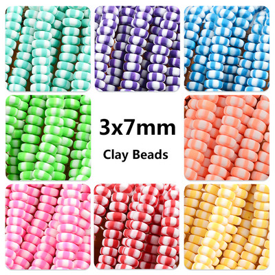 Нови 3x7 mm цветни плоски мъниста с кръгла форма, свободни дистанционни мъниста от полимерна глина за изработка на бижута Направи си сам ръчно изработени аксесоари