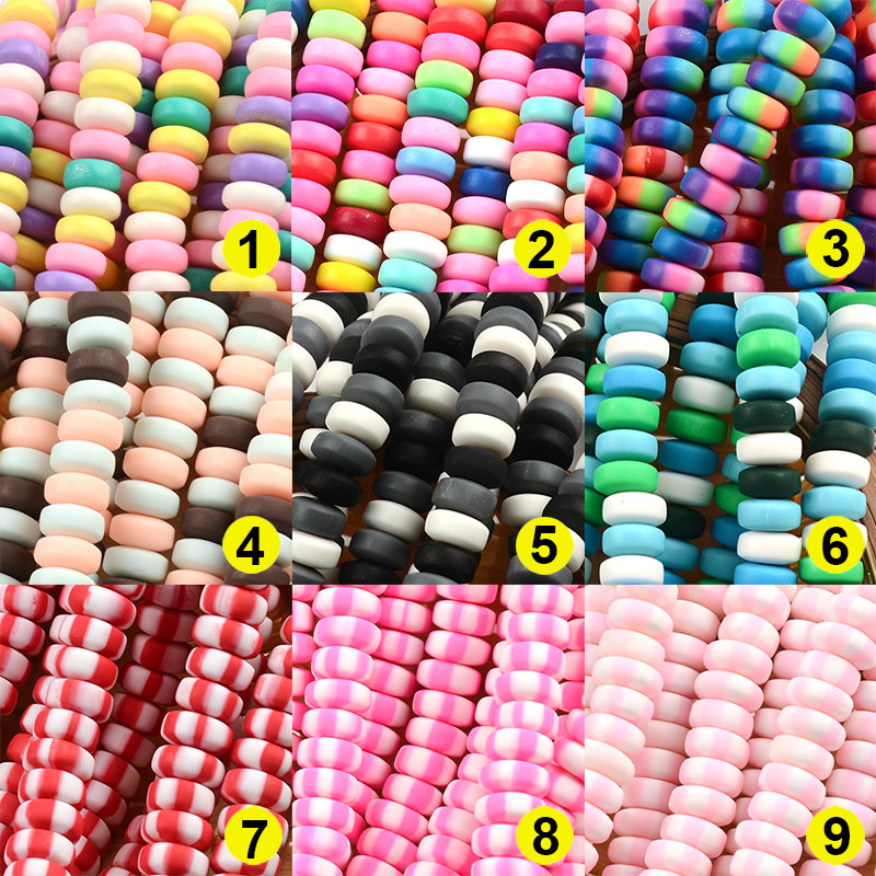 Nove šarene perle od polimerske gline 3x7 mm šarene plosnate kugle okruglog oblika za izradu nakita DIY ručno rađeni dodaci