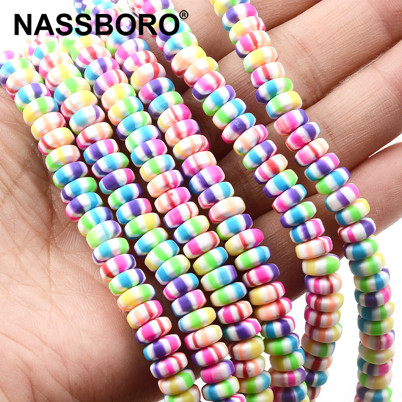 Nove šarene perle od polimerske gline 3x7 mm šarene plosnate kugle okruglog oblika za izradu nakita DIY ručno rađeni dodaci