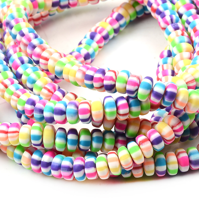 Nove šarene perle od polimerske gline 3x7 mm šarene plosnate kugle okruglog oblika za izradu nakita DIY ručno rađeni dodaci
