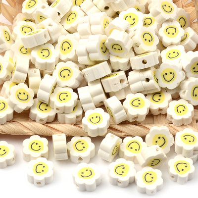 Цветя, мъниста от полимерна глина, сърце, дистанционер, усмивка, мъниста за изработка на бижута Направи си сам, ръчно изработена гривна, колие, аксесоари