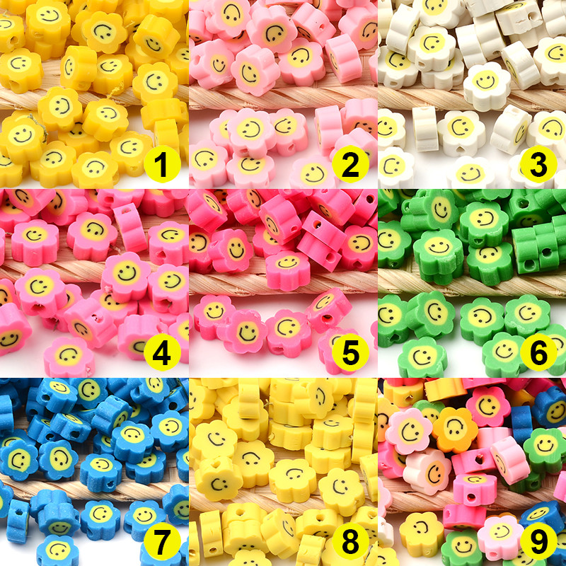 Цветя, мъниста от полимерна глина, сърце, дистанционер, усмивка, мъниста за изработка на бижута Направи си сам, ръчно изработена гривна, колие, аксесоари