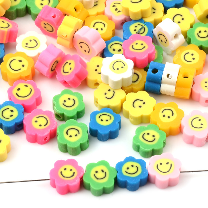 Цветя, мъниста от полимерна глина, сърце, дистанционер, усмивка, мъниста за изработка на бижута Направи си сам, ръчно изработена гривна, колие, аксесоари