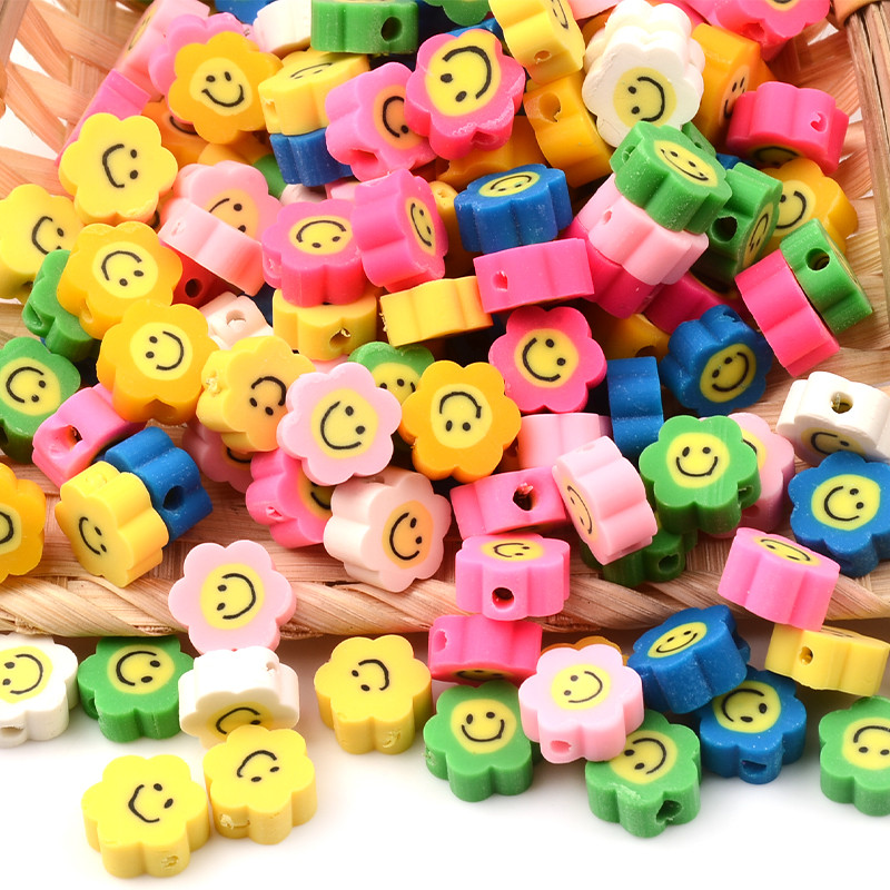 Цветя, мъниста от полимерна глина, сърце, дистанционер, усмивка, мъниста за изработка на бижута Направи си сам, ръчно изработена гривна, колие, аксесоари