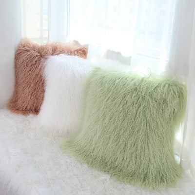 Δωρεάν αποστολή CX-D-04R Custom Made Mongolia Lamb Fur Cushion Αξεσουάρ διακόσμησης σπιτιού