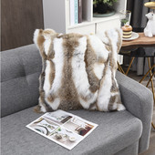 Besplatna dostava CX-D-17 Soft&Warm patchwork jastučnica od pravog zečjeg krzna ~ DOPUSTNA DOSTAVA