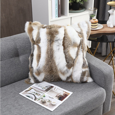 Besplatna dostava CX-D-17 Soft&Warm patchwork jastučnica od pravog zečjeg krzna ~ DOPUSTNA DOSTAVA