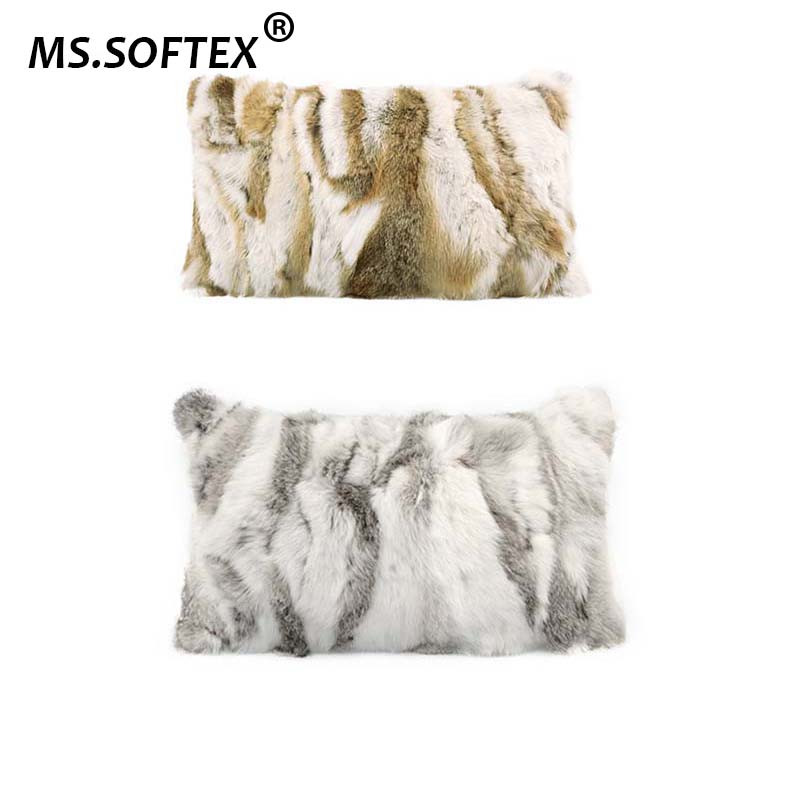 MS.Softex Husă de pernă din blană de iepure autentică Husă de pernă cu mozaic Husă de pernă din blană naturală Decor pentru casă LIVRARE GRATUITĂ