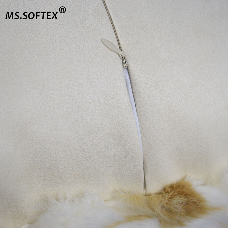 MS.Softex Husă de pernă din blană de iepure autentică Husă de pernă cu mozaic Husă de pernă din blană naturală Decor pentru casă LIVRARE GRATUITĂ