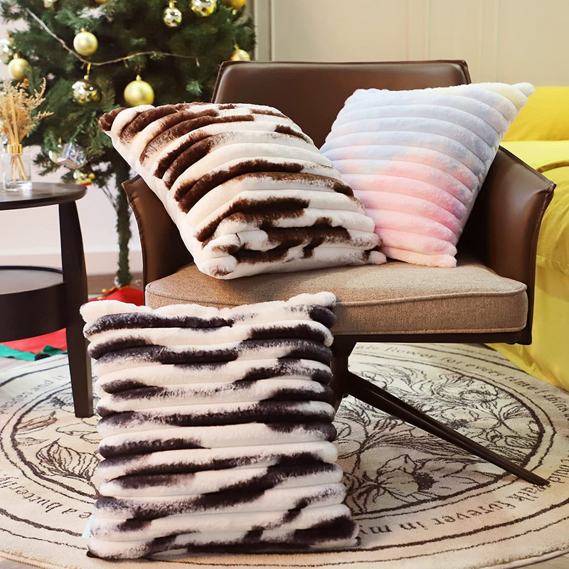 Jastučnica od imitacije zečjeg krzna, 4 kom. Pahuljasti jastuci, plišane jastučnice, kućni dekor, jastučnice, mekane jastučnice