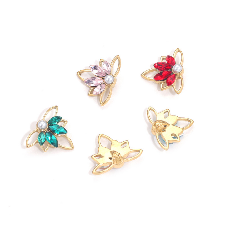 5KOM Zlatni šuplji cvjetovi od nehrđajućeg čelika, kristalne perle, privjesci za DIY viseće naušnice, ogrlice, veleprodaja obrta za izradu nakita