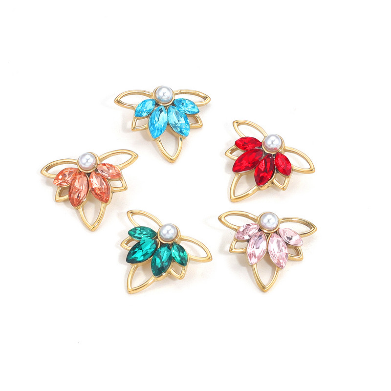 5KOM Zlatni šuplji cvjetovi od nehrđajućeg čelika, kristalne perle, privjesci za DIY viseće naušnice, ogrlice, veleprodaja obrta za izradu nakita